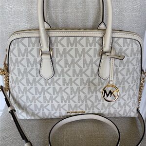 Michael Kors Beige and Gold Satchel